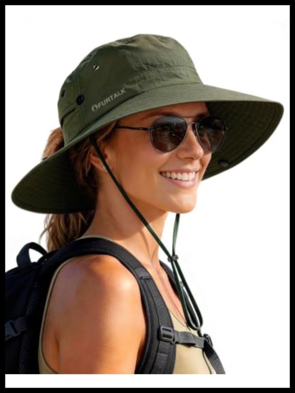 FURTALK Womens Sun Hat Wide Brim Bucket Ponytail Hole UPF Nylon